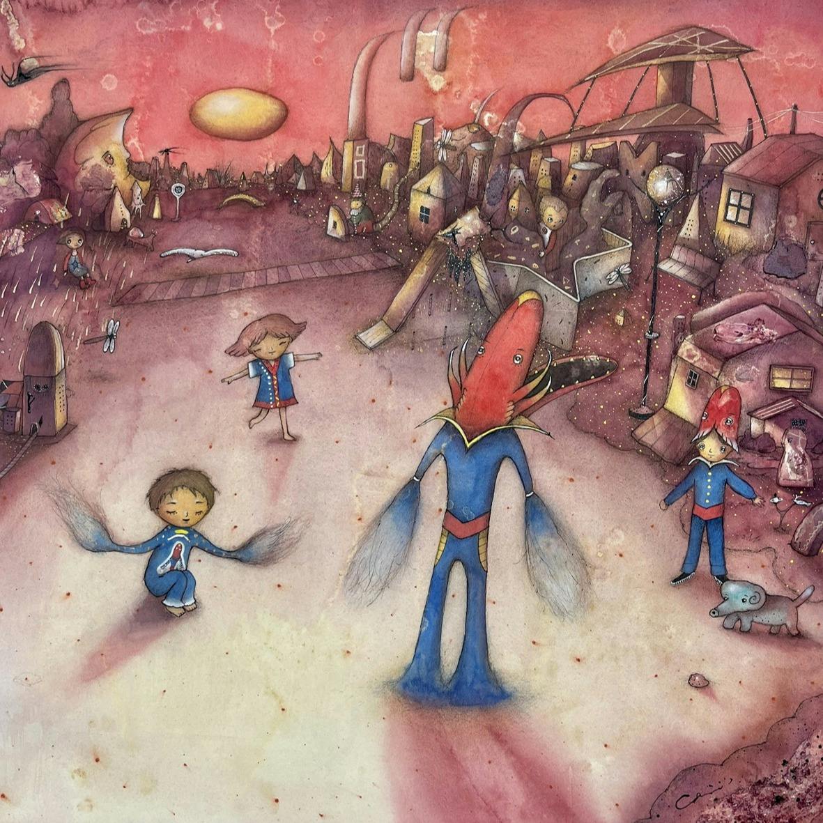 【ご予約受付】「かいじゅうたちの楽園」複製画「夕日に染まるメトロン星人」