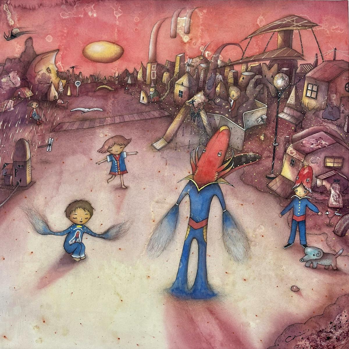 【ご予約受付】「かいじゅうたちの楽園」複製画「夕日に染まるメトロン星人」