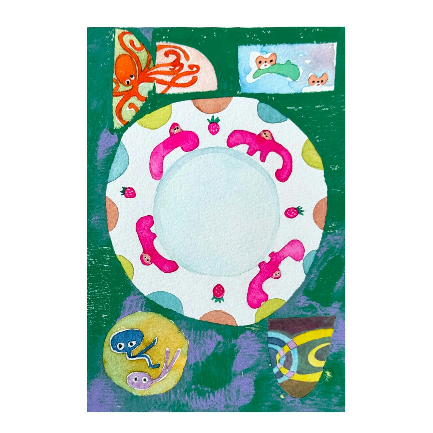 ピンクのゴリラの皿