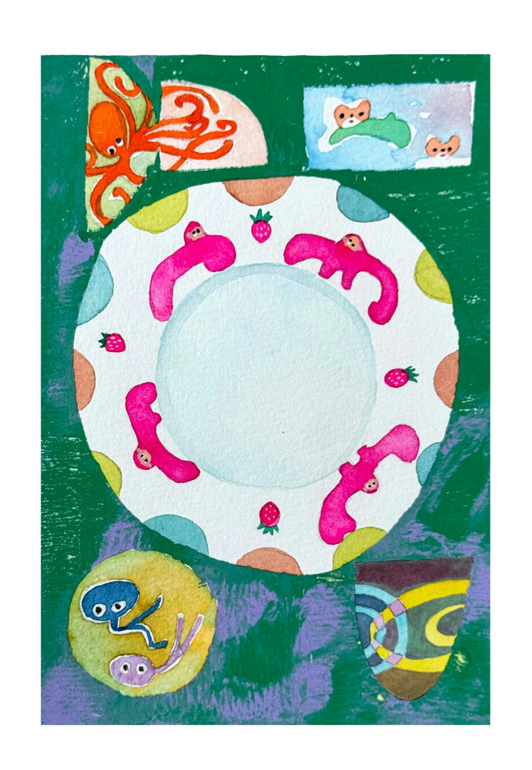 ピンクのゴリラの皿