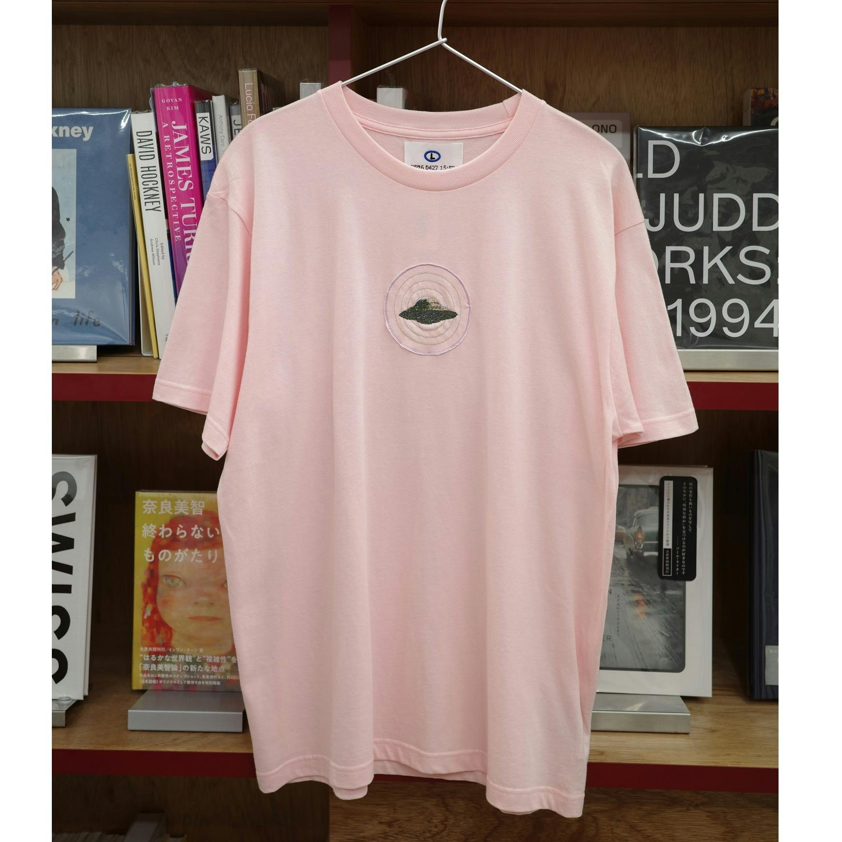 size-L EMBROIDERY Tee - mini　pink