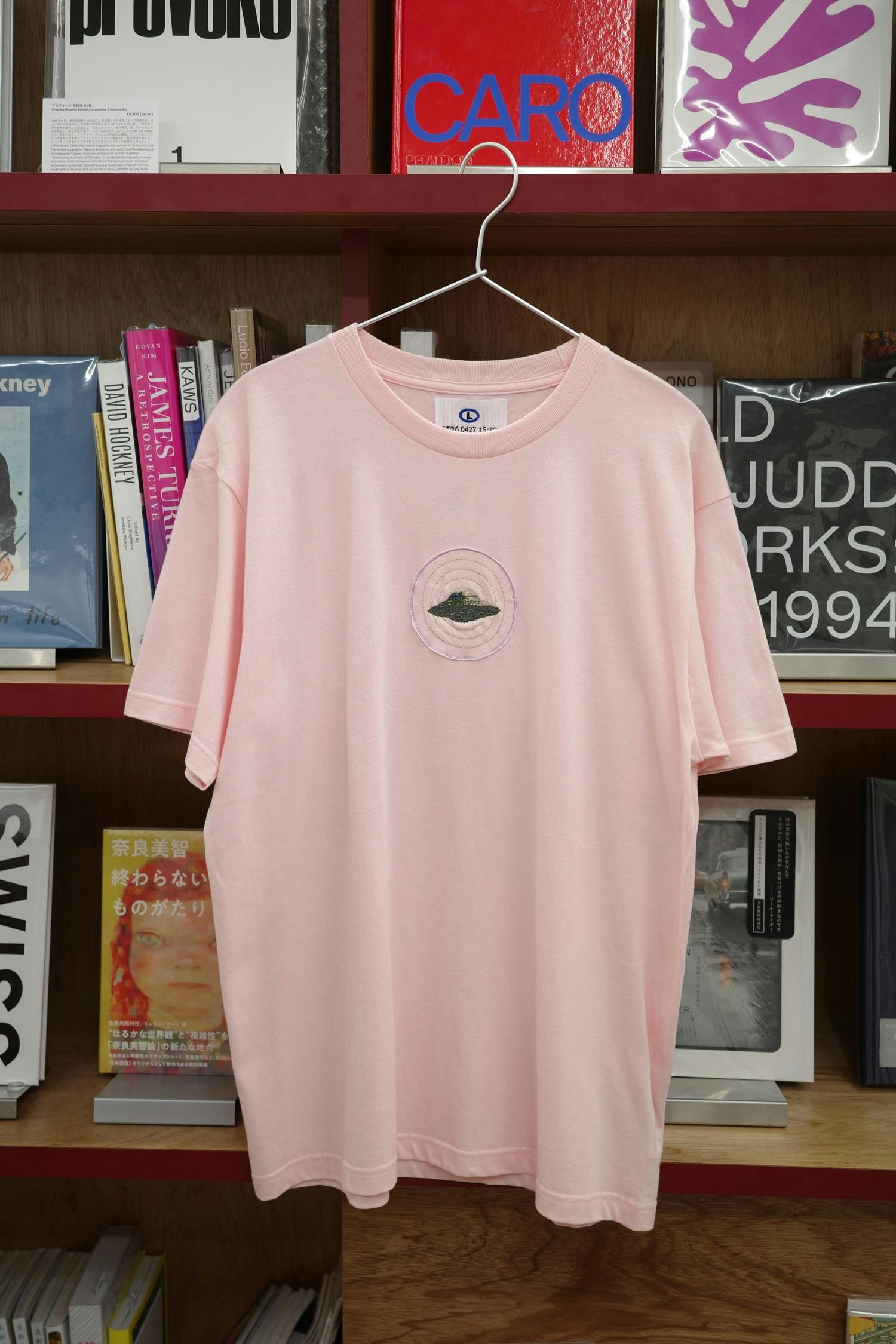 size-L EMBROIDERY Tee - mini　pink