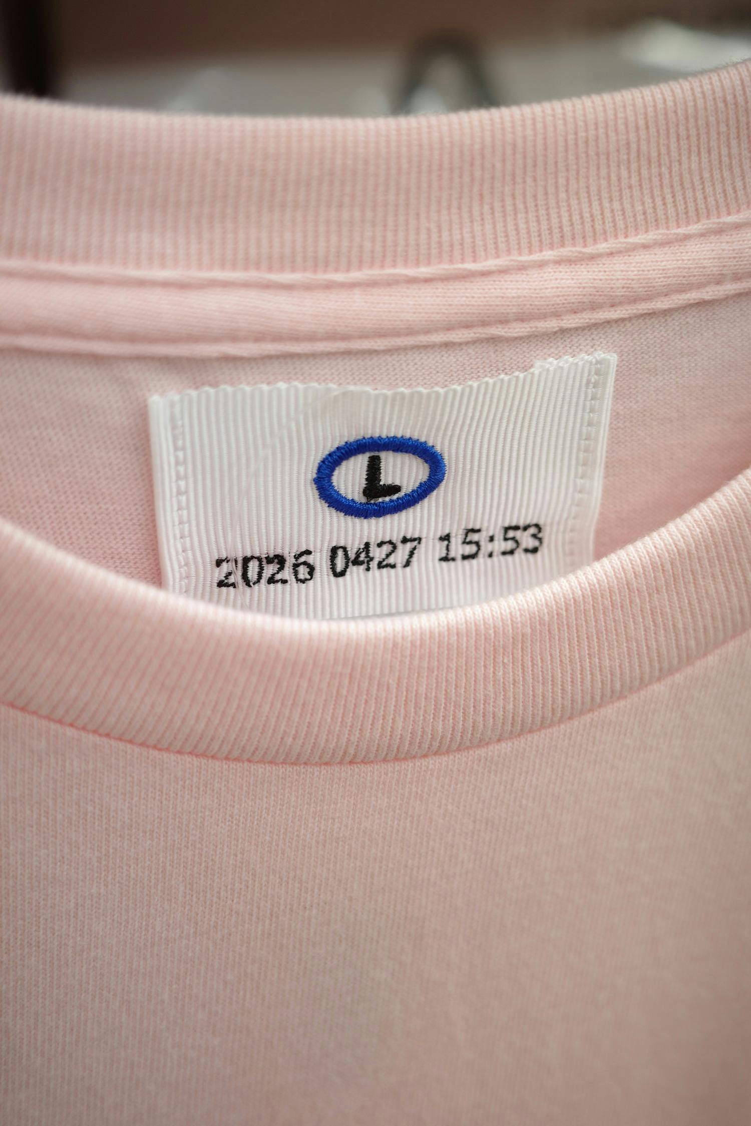size-L EMBROIDERY Tee - mini　pink