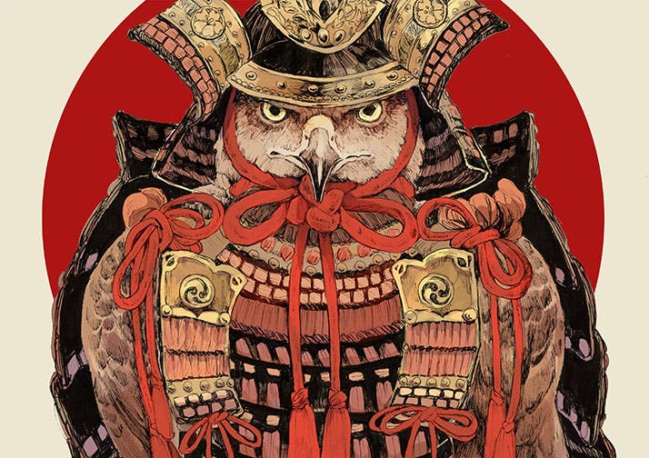 アクリルマウント作品『鎧鳥_赤』