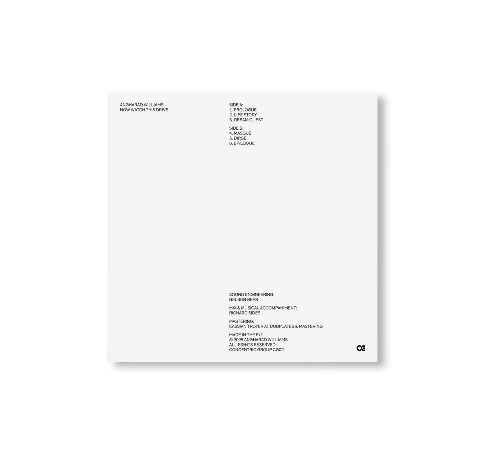 CG02: ANGHARAD WILLIAMS - NOW WATCH THIS DRIVE [LP]