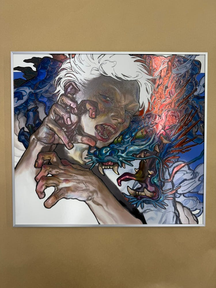 【直筆サイン入り】特殊印刷額装複製原画『龍』