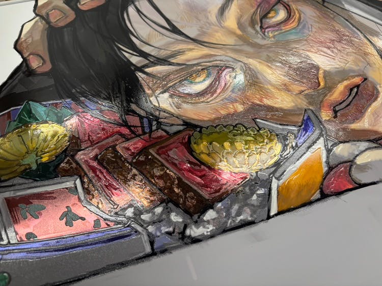 【直筆サイン入り】特殊印刷額装複製原画『食事』
