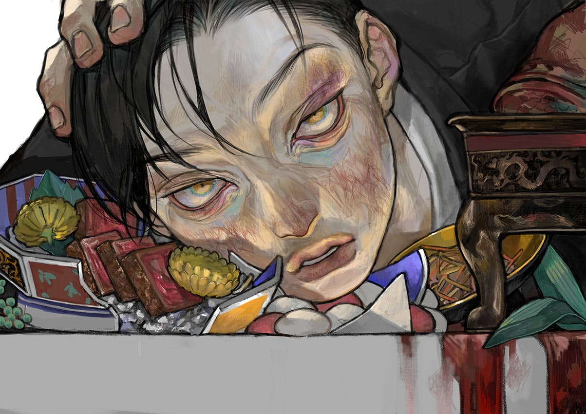 【直筆サイン入り】特殊印刷額装複製原画『食事』