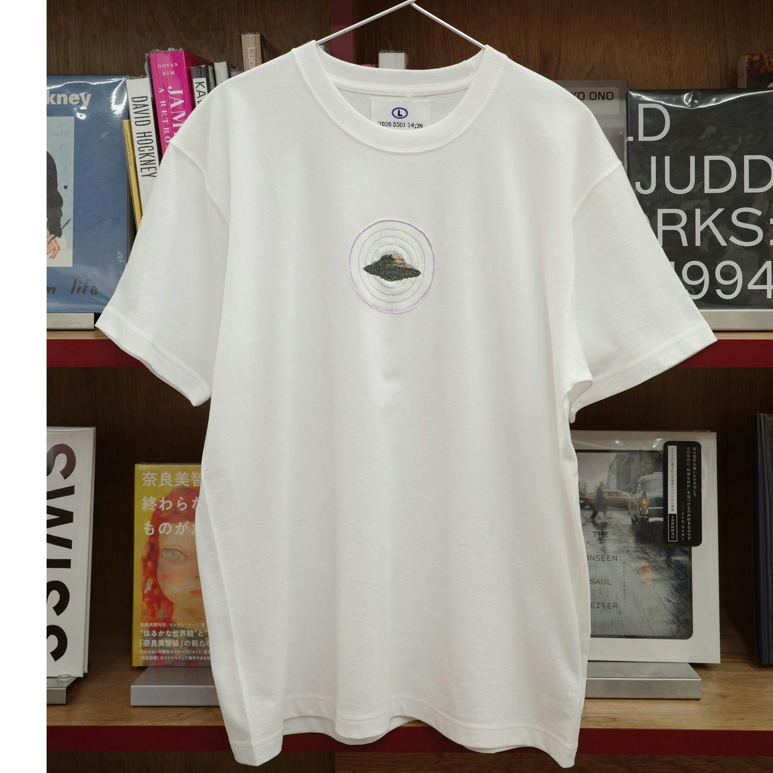 size-L EMBROIDERY Tee - mini　white