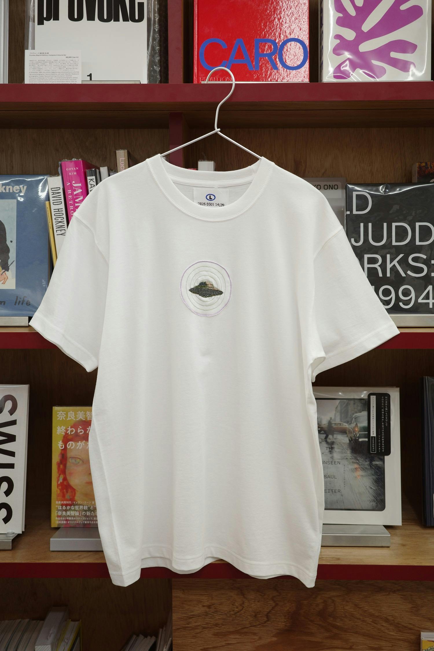size-L EMBROIDERY Tee - mini　white