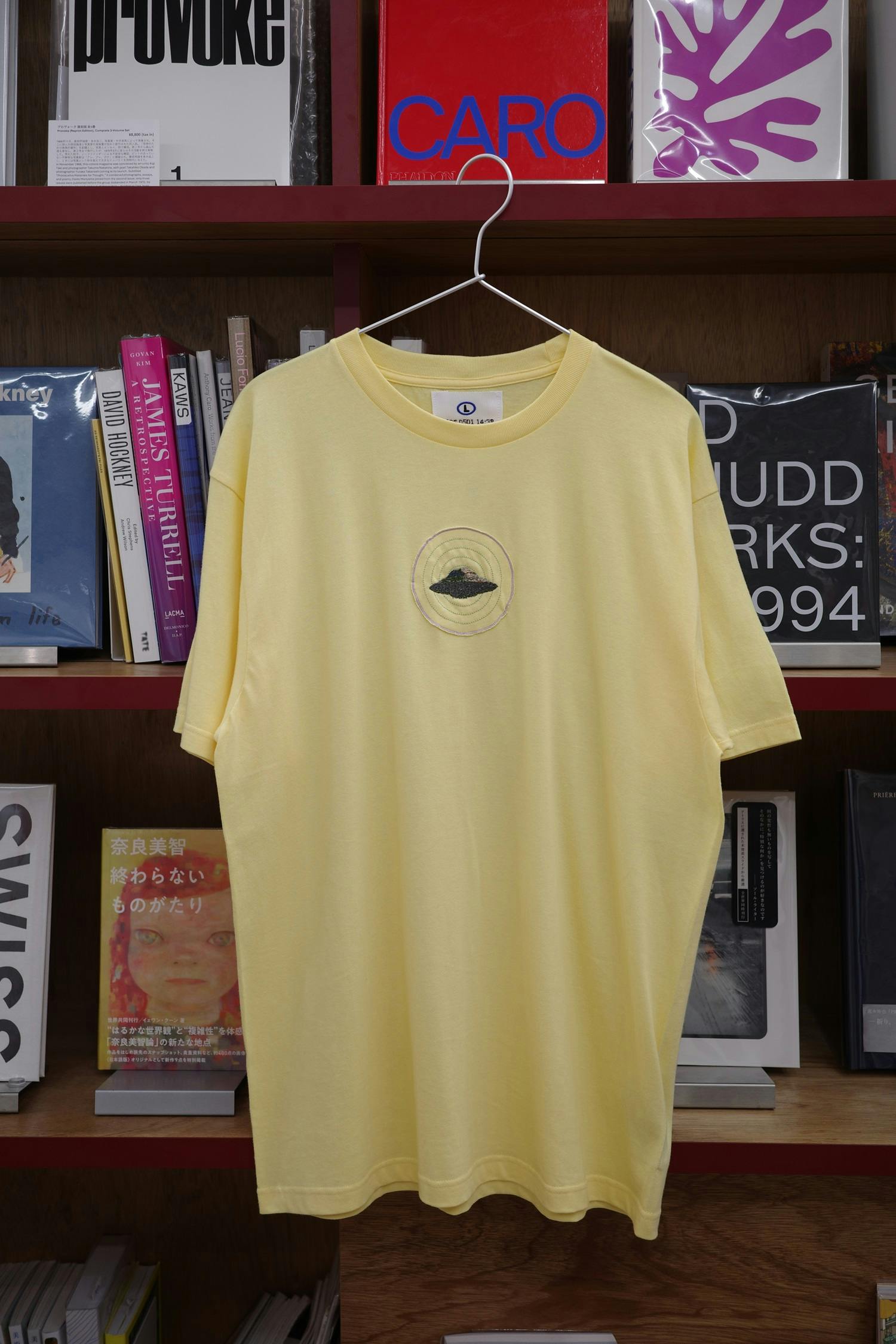 size-XL EMBROIDERY Tee - mini　yellow