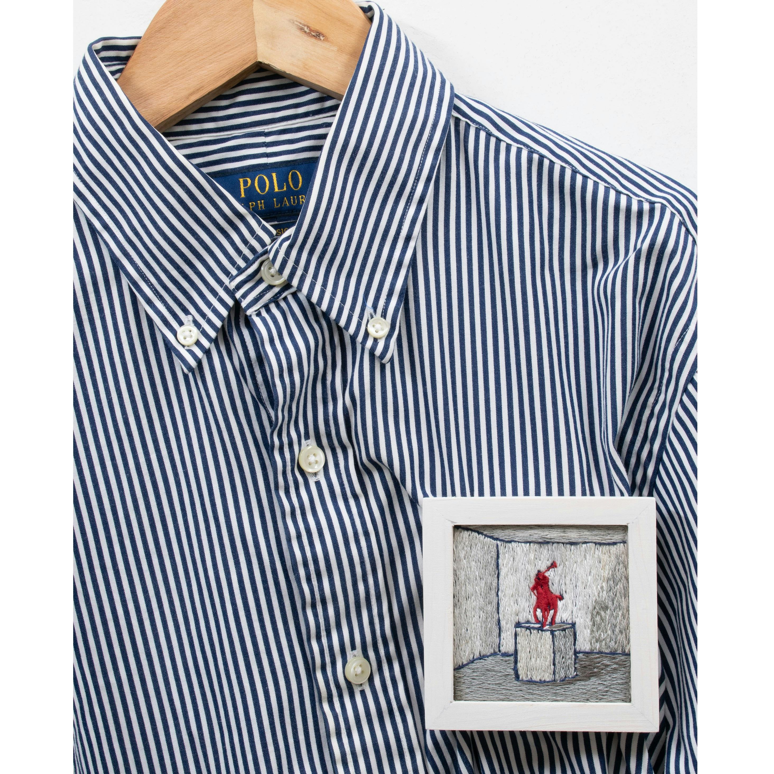 PLUS_POLO RALPH LAUREN _blue striped shirt