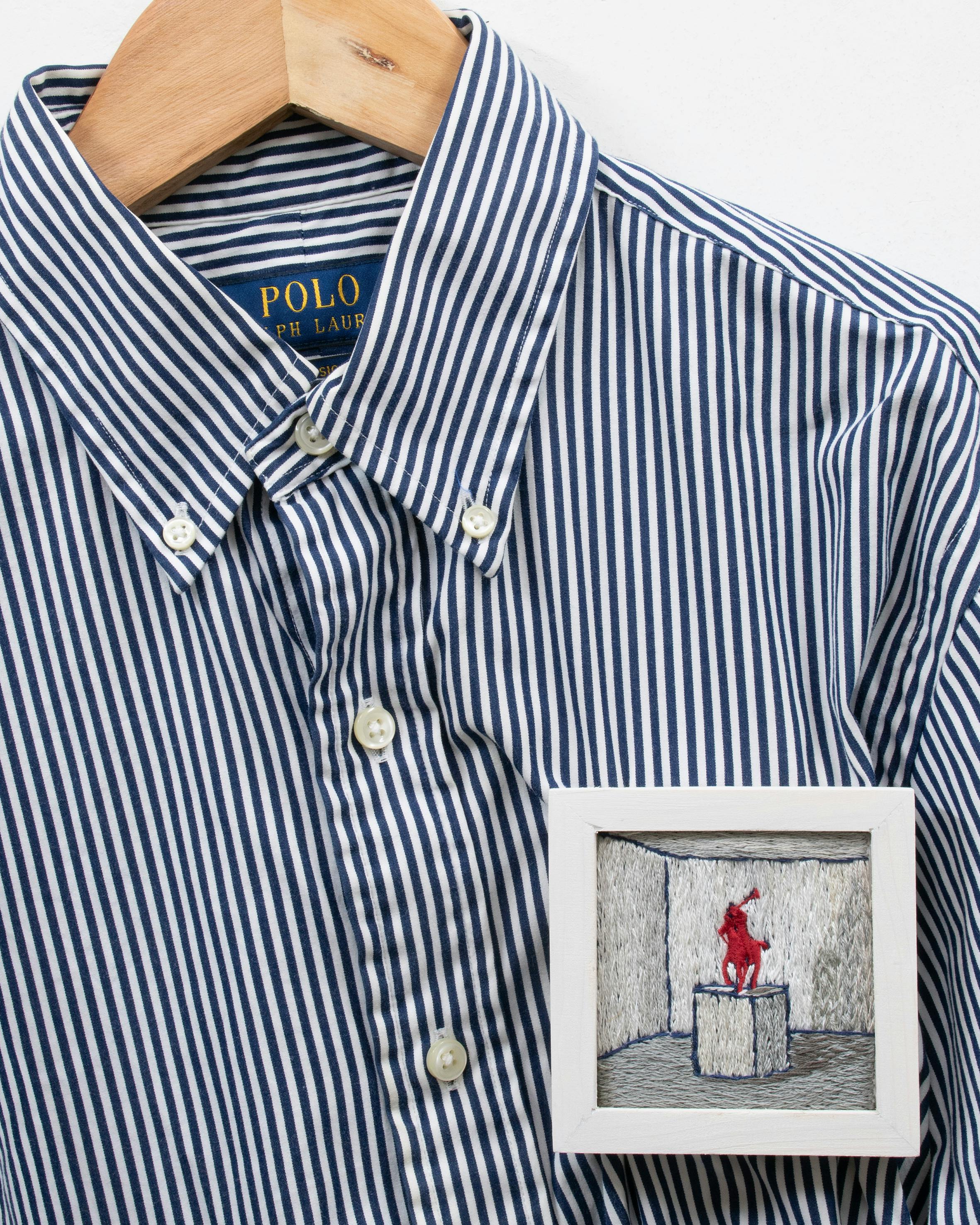 PLUS_POLO RALPH LAUREN _blue striped shirt