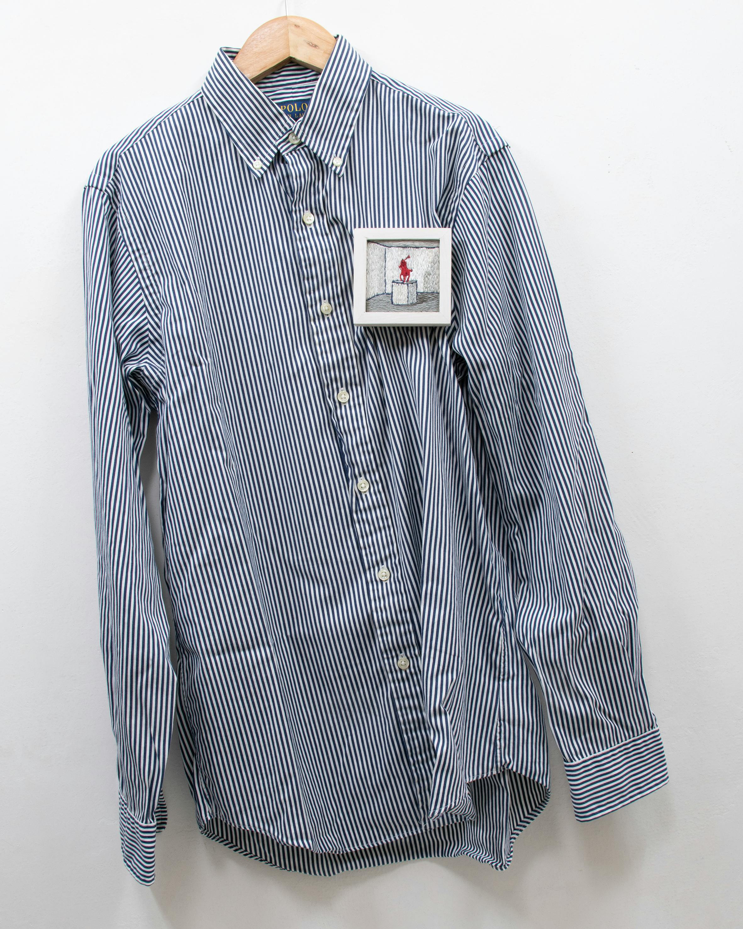 PLUS_POLO RALPH LAUREN _blue striped shirt