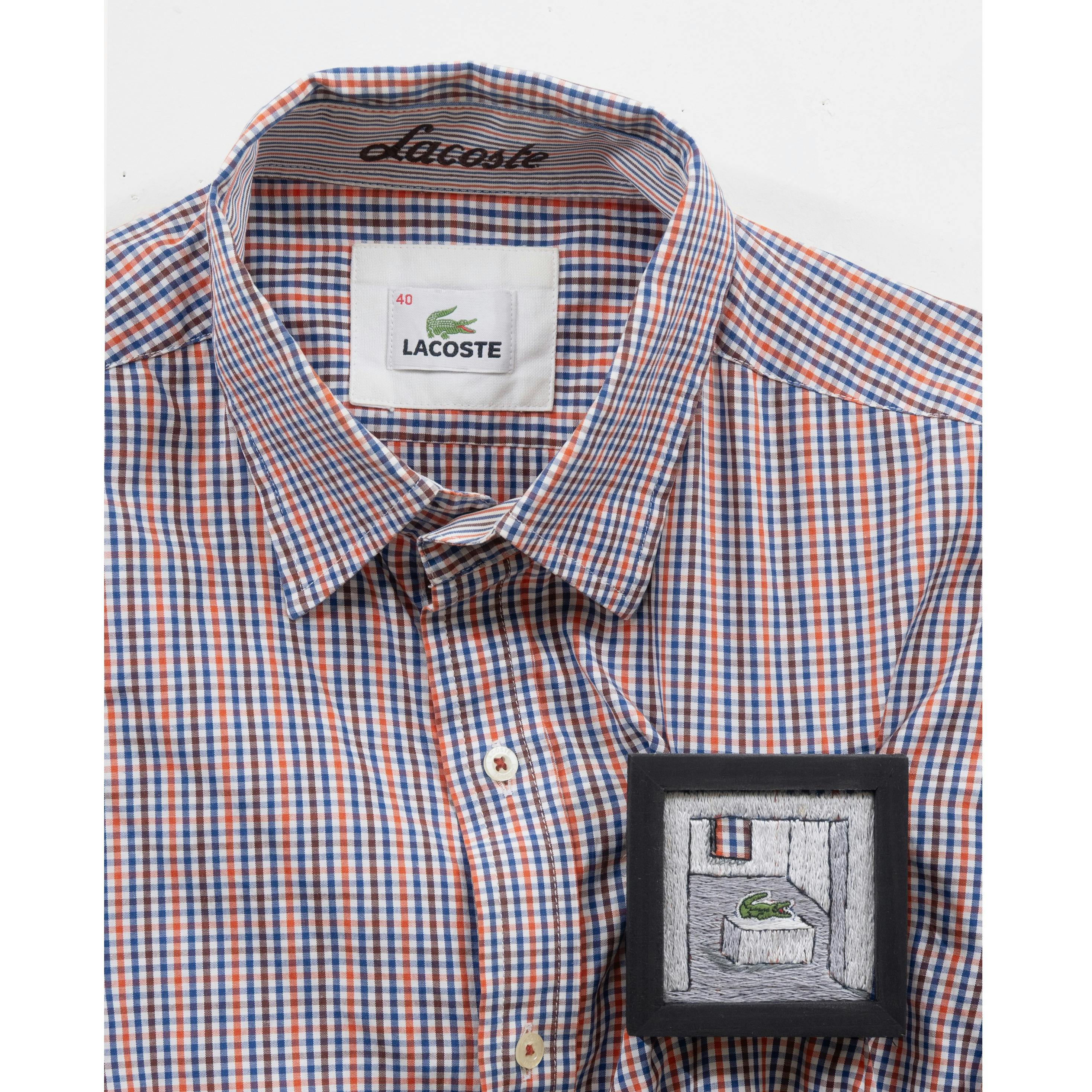 PLUS_LACOSTE _tricolor gingham shirt