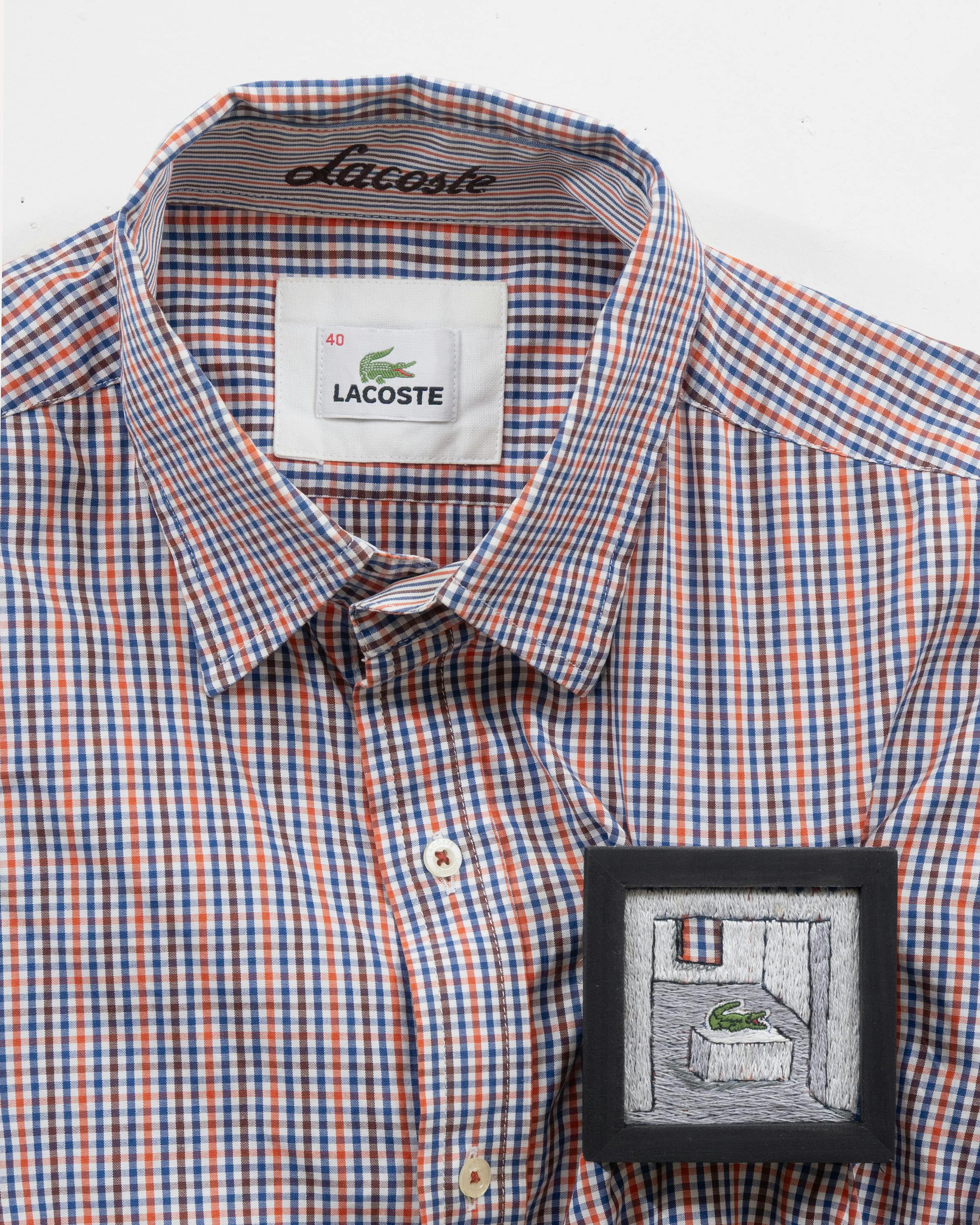 PLUS_LACOSTE _tricolor gingham shirt