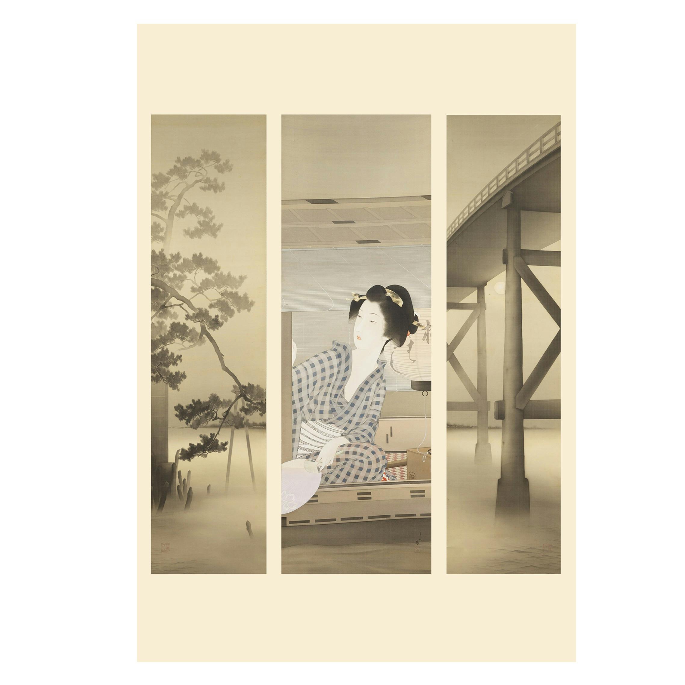 【OILオリジナル】 鳥居言人ポストカード 『首尾の松／隅田川夕涼み／両国橋』