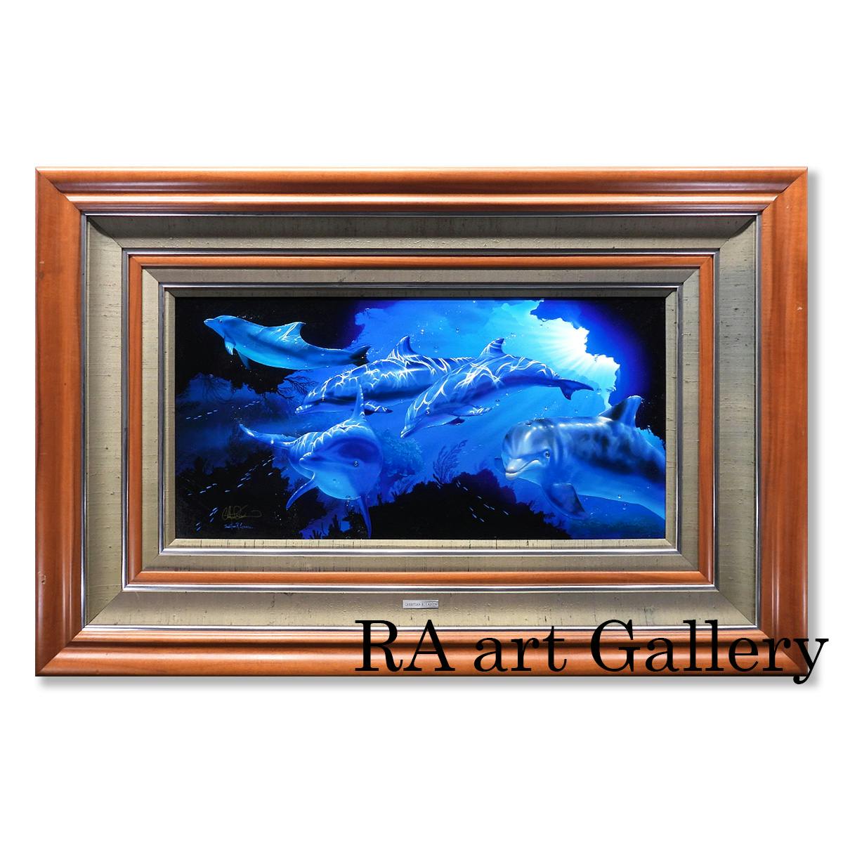 絵画 クリスチャン・リース・ラッセン 原画 フィフス ディメンション 動物画 DXユニーク イルカ 海 アート 海外販売作品 オリジナル 解説あり 真作保証