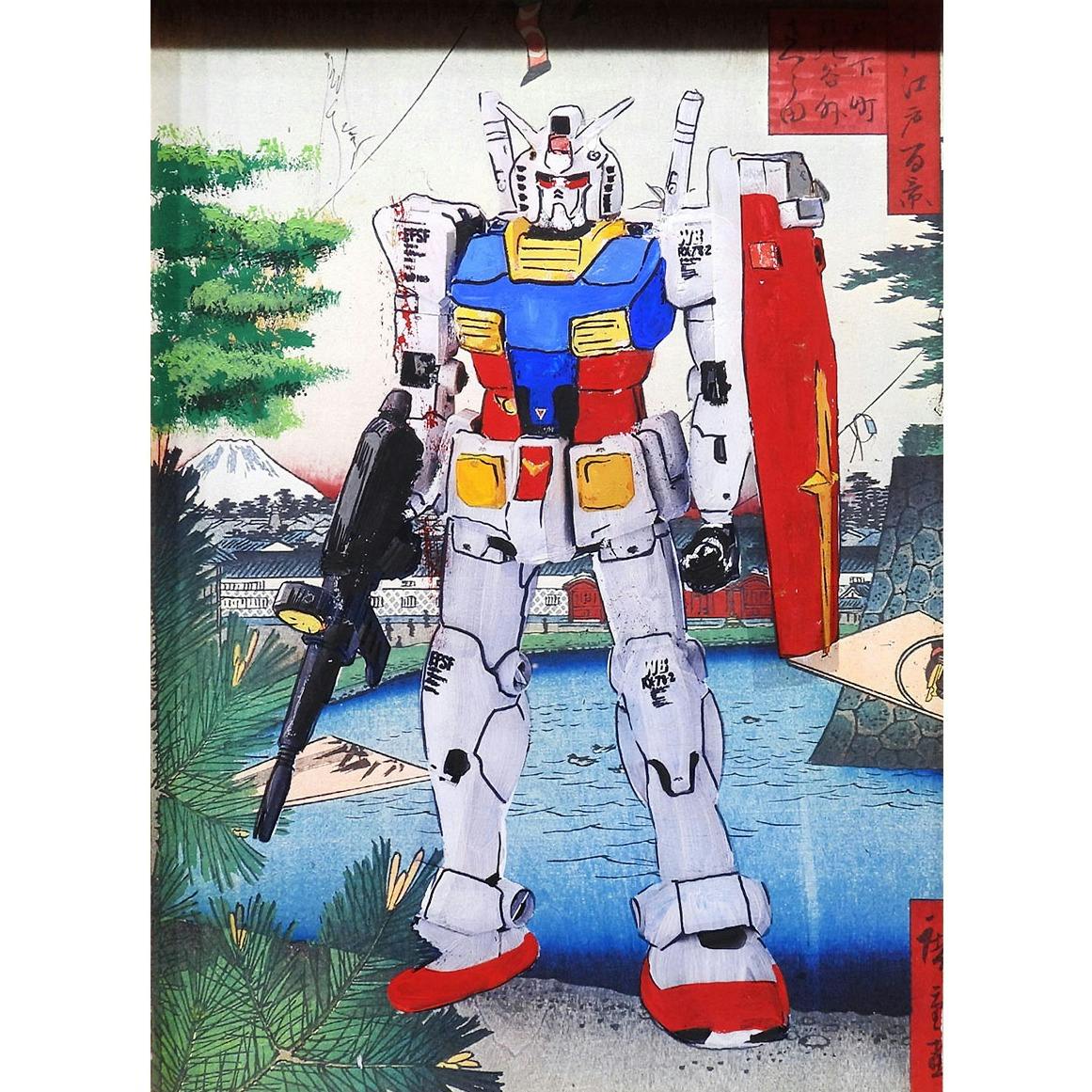 パベル・シプキン Pavel Sipkin ガンダム 歌川広重 名所江戸百景 山下町日比谷外さくら田 風景画 現代アート 浮世絵 原画 絵画作品 真作保証