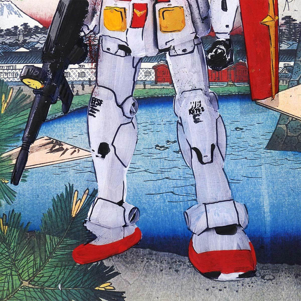 パベル・シプキン Pavel Sipkin ガンダム 歌川広重 名所江戸百景 山下町日比谷外さくら田 風景画 現代アート 浮世絵 原画 絵画作品 真作保証