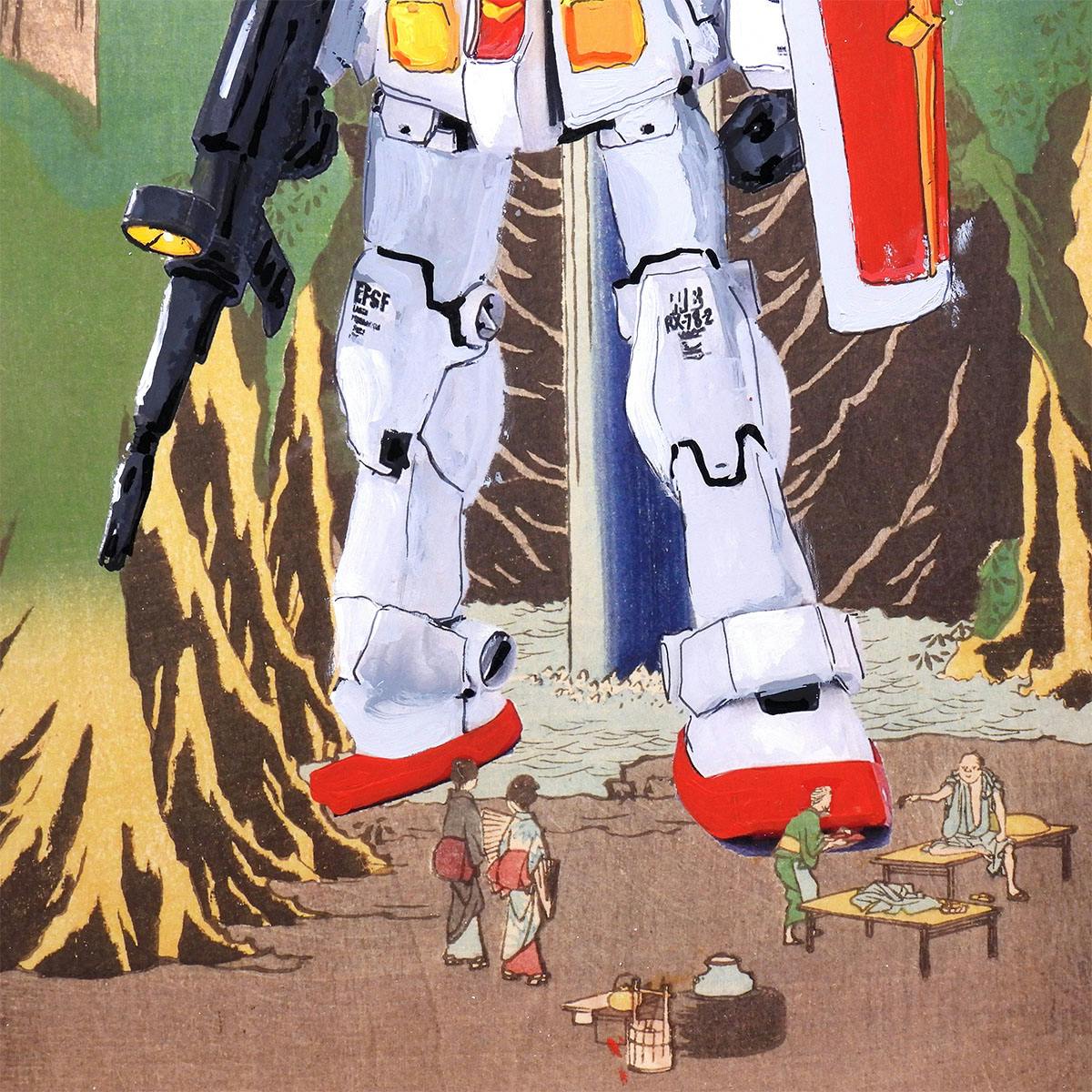 パベル・シプキン Pavel Sipkin ガンダム 歌川広重 名所江戸百景 王子不動之滝 風景画 現代アート RX78-2 ロボット 原画 絵画 真作保証