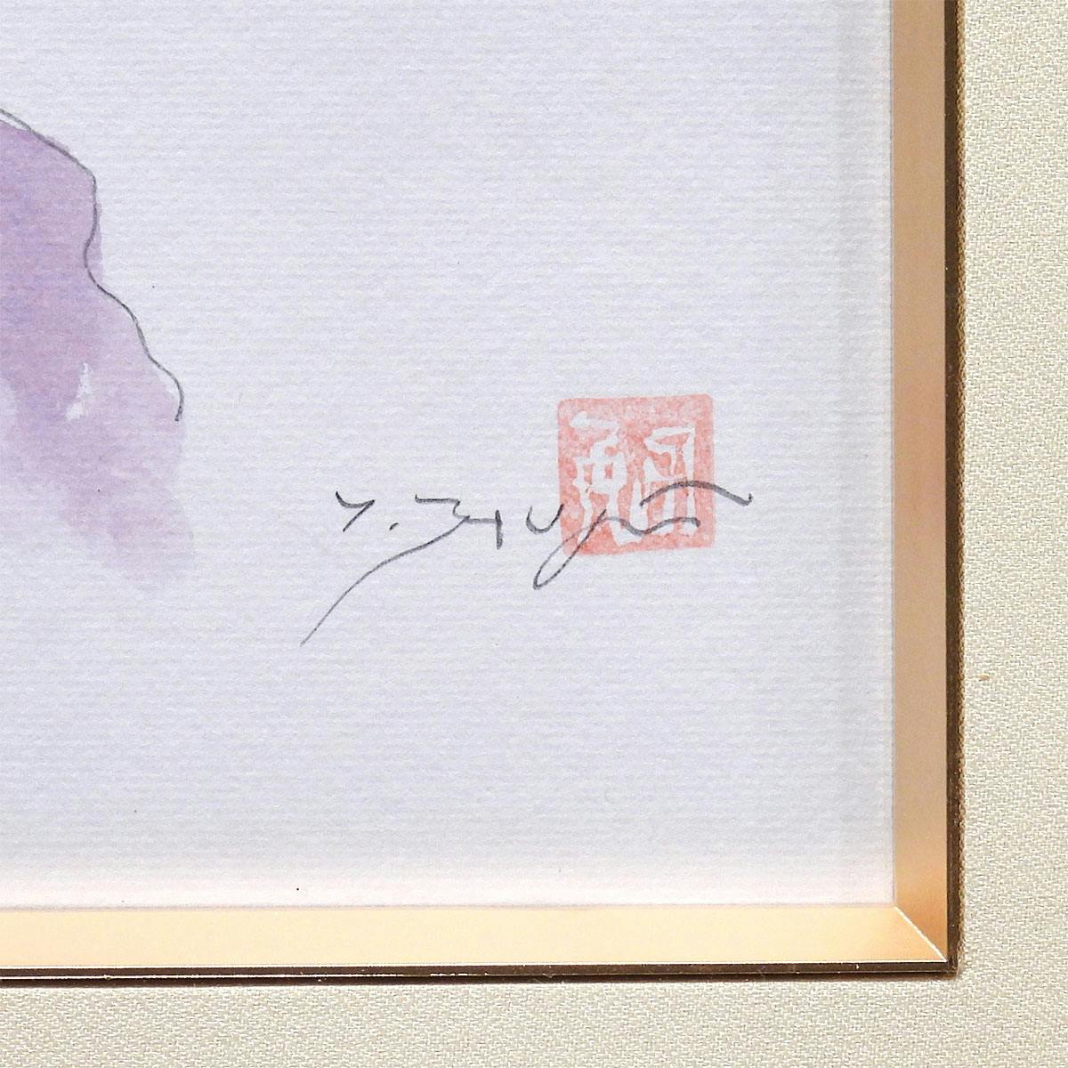 藤井勉 帽子の少女 色紙に水彩 人物画 女の子 女子 子供 写実 リアリズム アート 作品 美術館所蔵作家 原画 絵画 真作保証