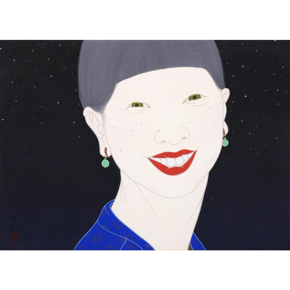 加藤ゆわ ホシの人 アクリル4号 人物画 共シール 作品 女性像 現代アート 銀座SIX個展 アートコレクターズ掲載 日本画 原画 絵画 真作保証