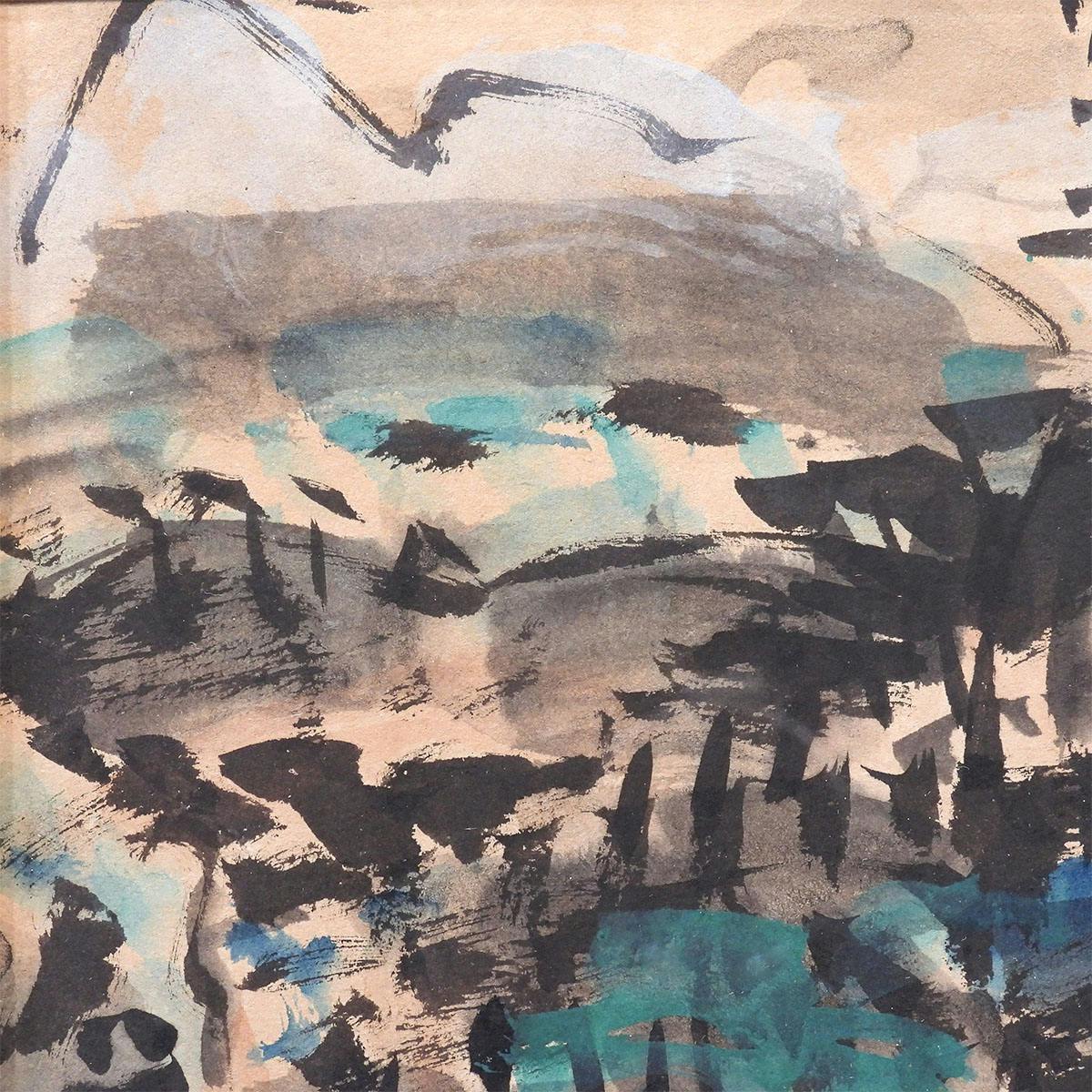 絵画 棟方志功 山村風景図 倭画 倭絵 風景画 鑑定書付 日本画 原画 直筆作品 オリジナル アート 解説有 コレクション 真作保証