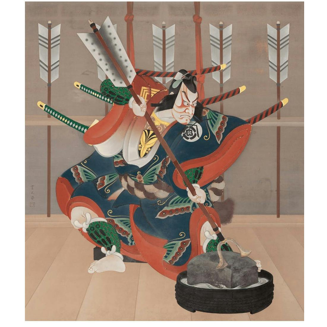 【額装込】鳥居言人版画「矢の根」