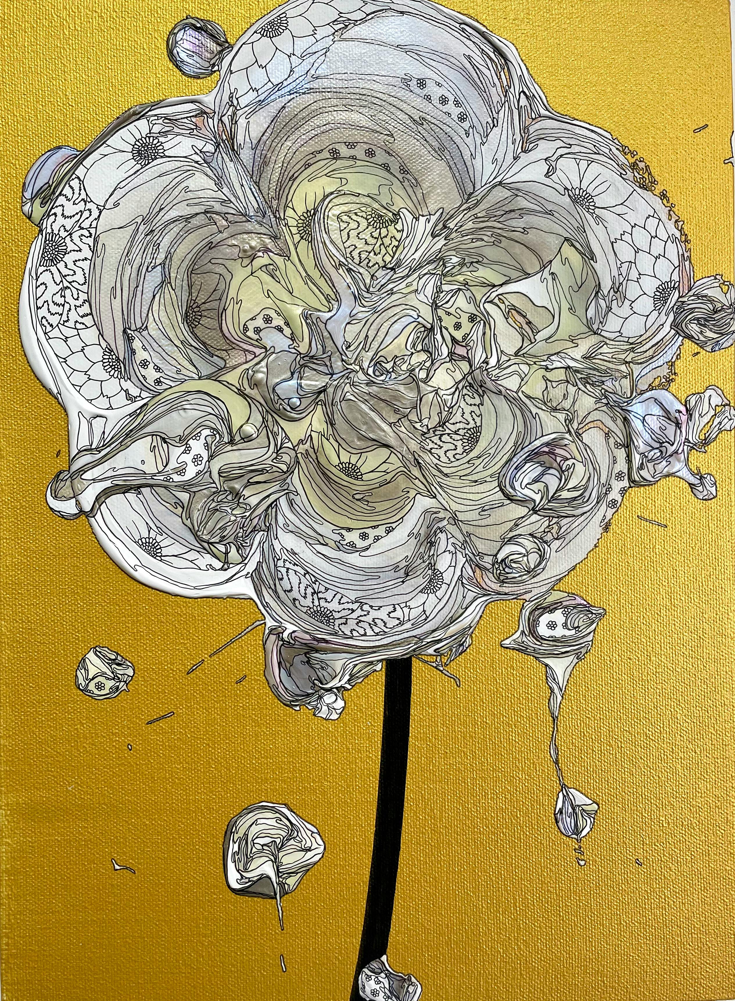 Abstract Single Flower 240720 (Gold × Silver)