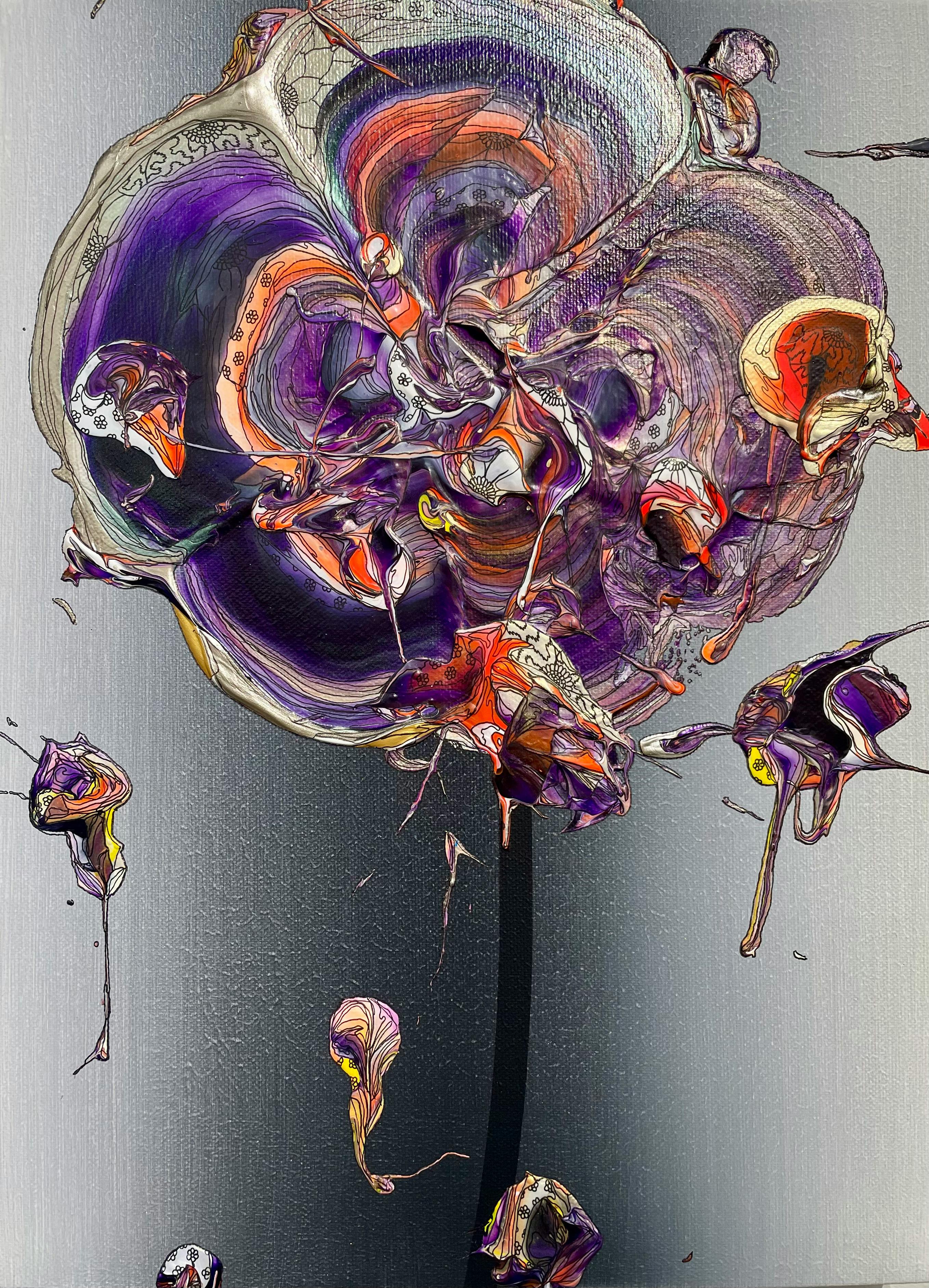 Abstract Single Flower 240720 (Dark Gray Gradation × Purple)