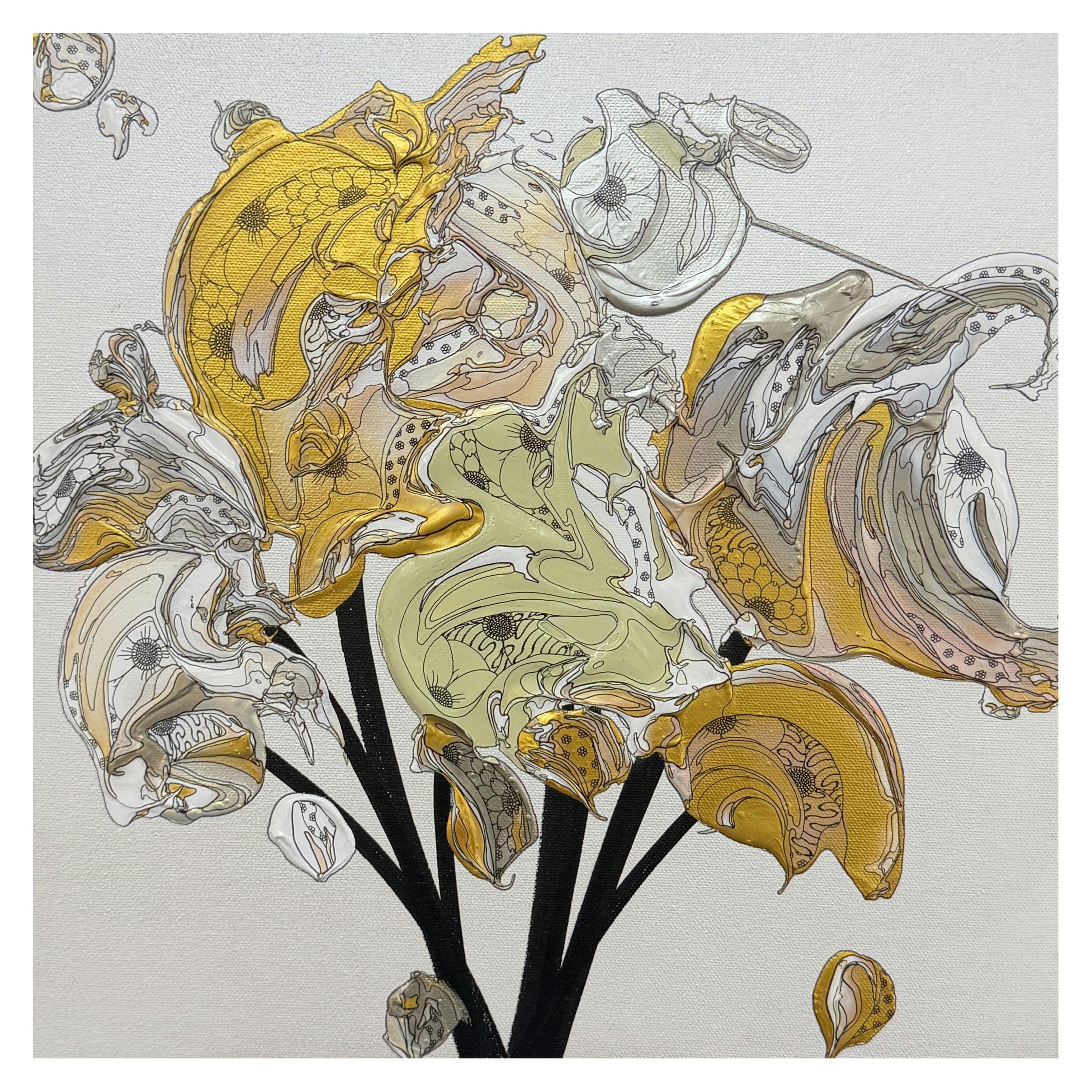 Abstract Bouquet 260802 (Pearl White × Gold)