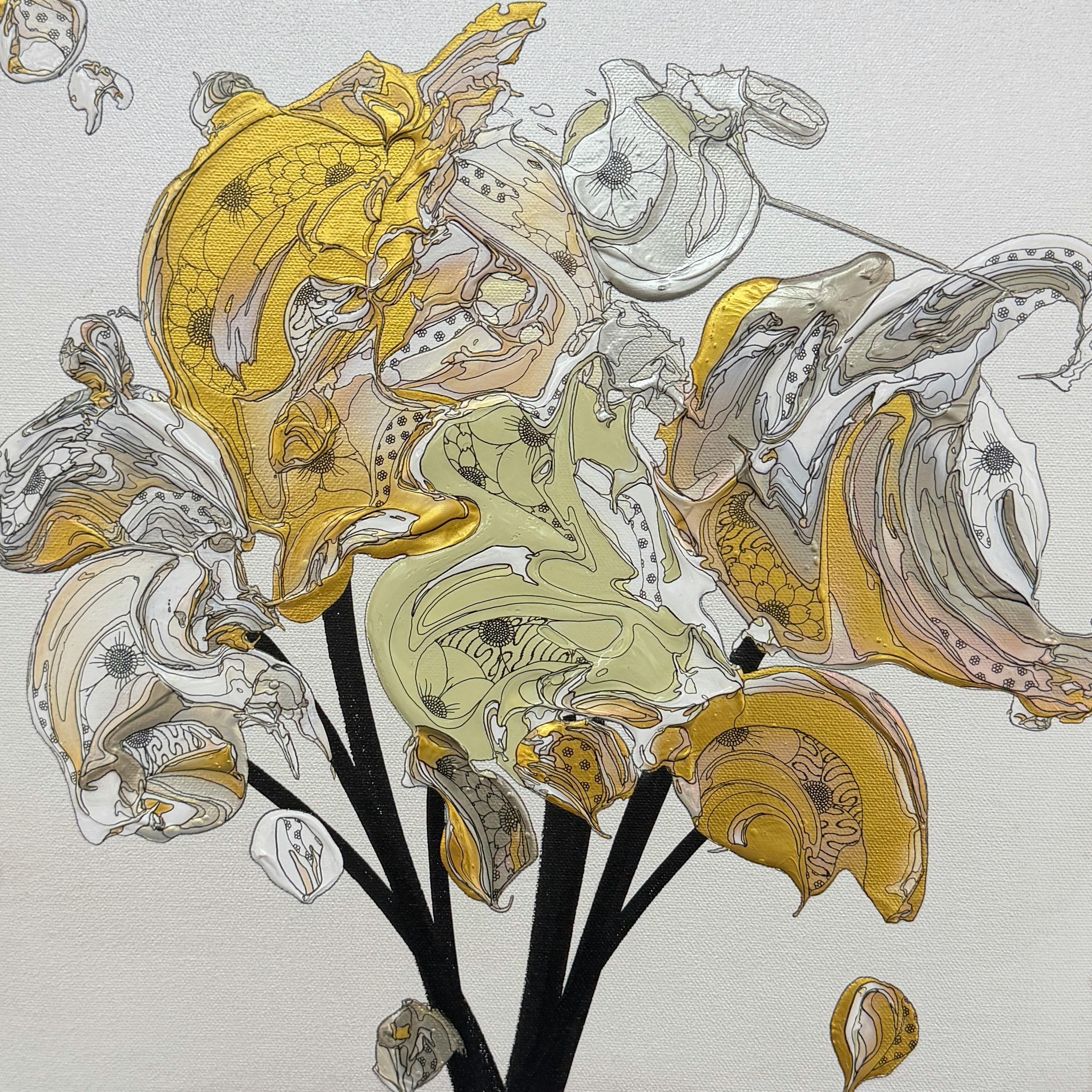 Abstract Bouquet 260802 (Pearl White × Gold)