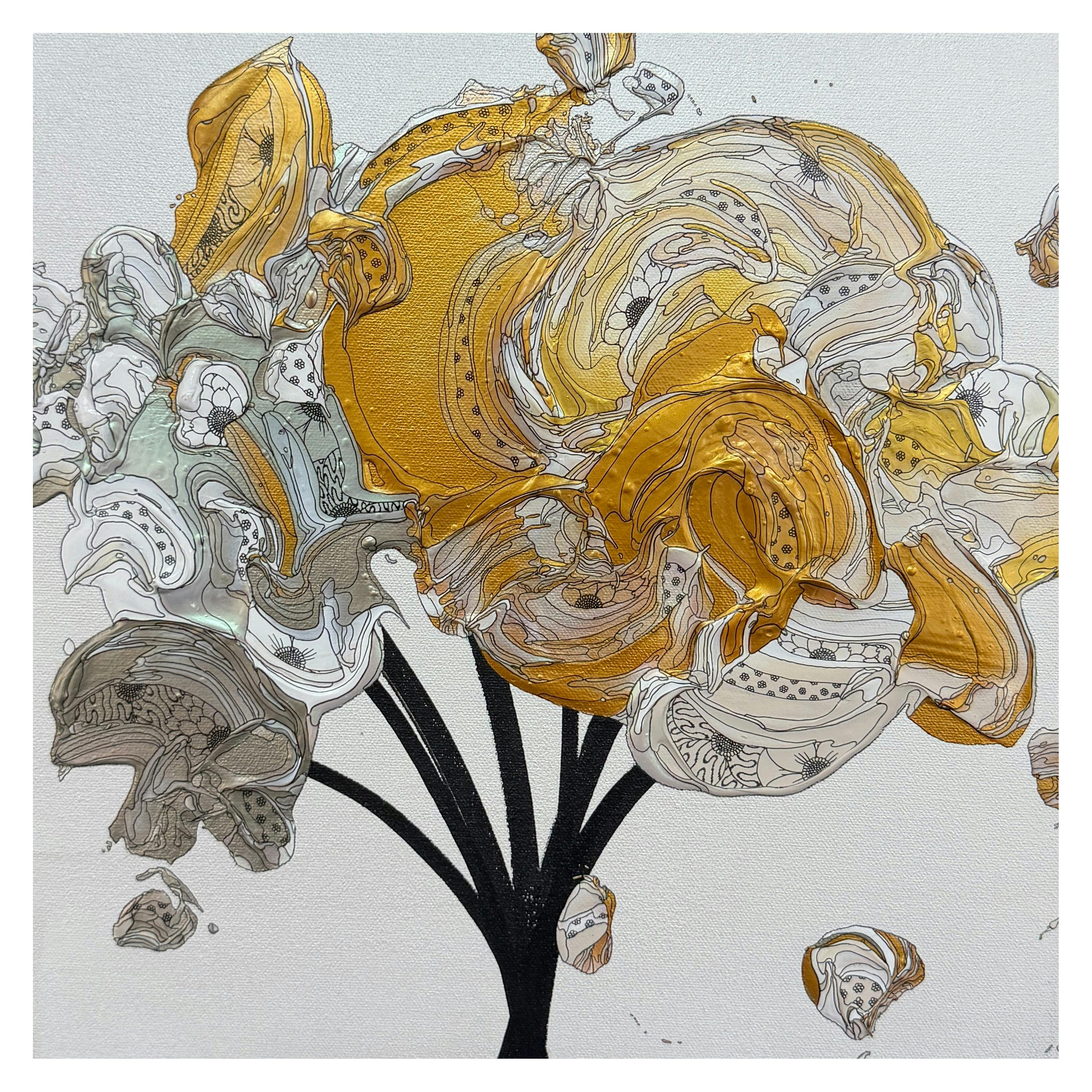 Abstract Bouquet 260802 (Pearl White × Deep Gold)