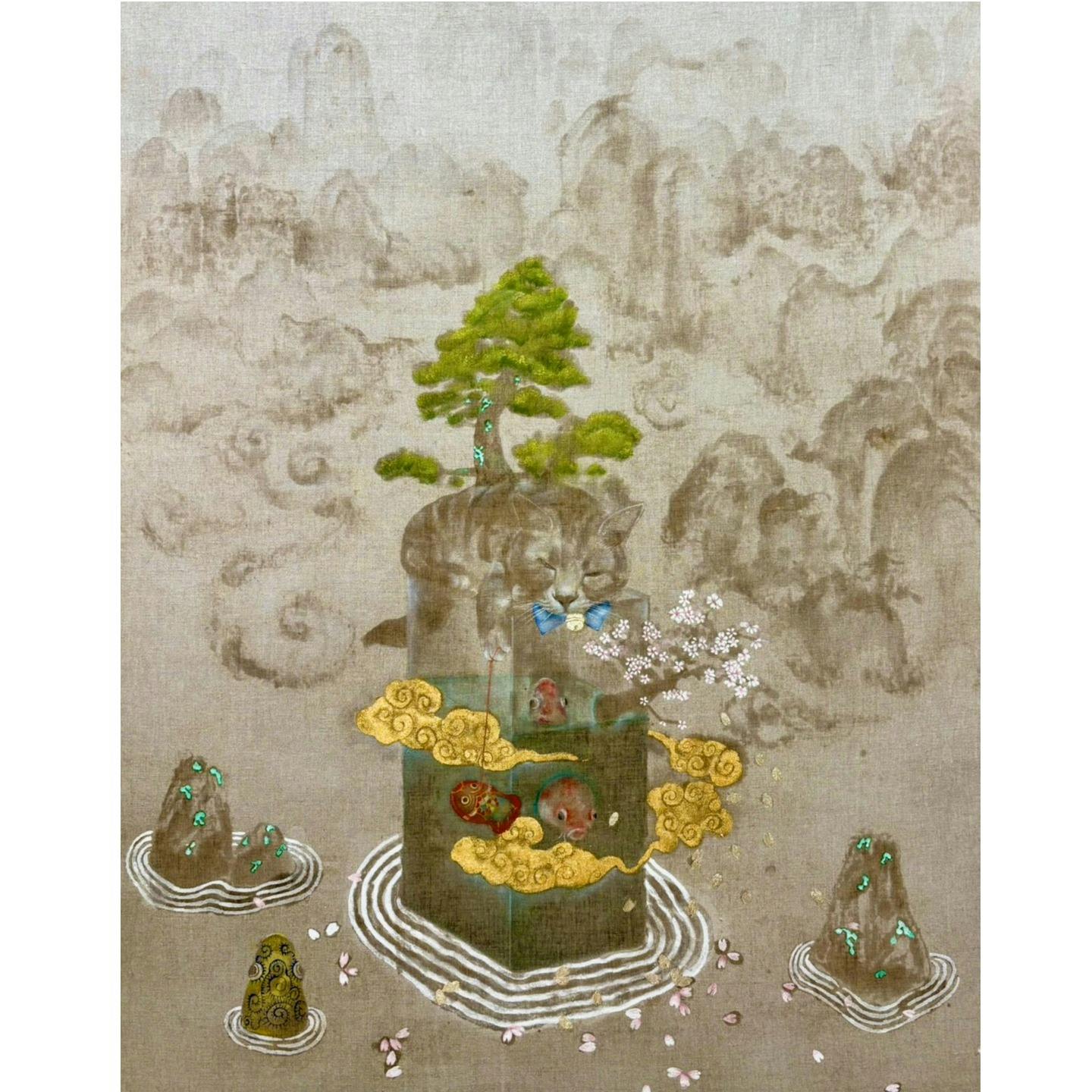 猫夢遊蓬莱山図