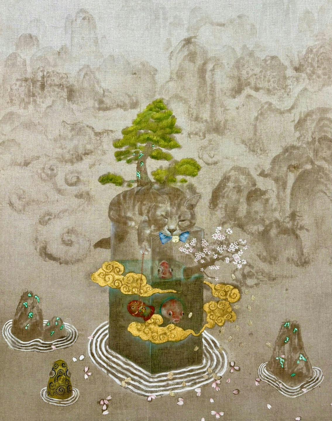 猫夢遊蓬莱山図