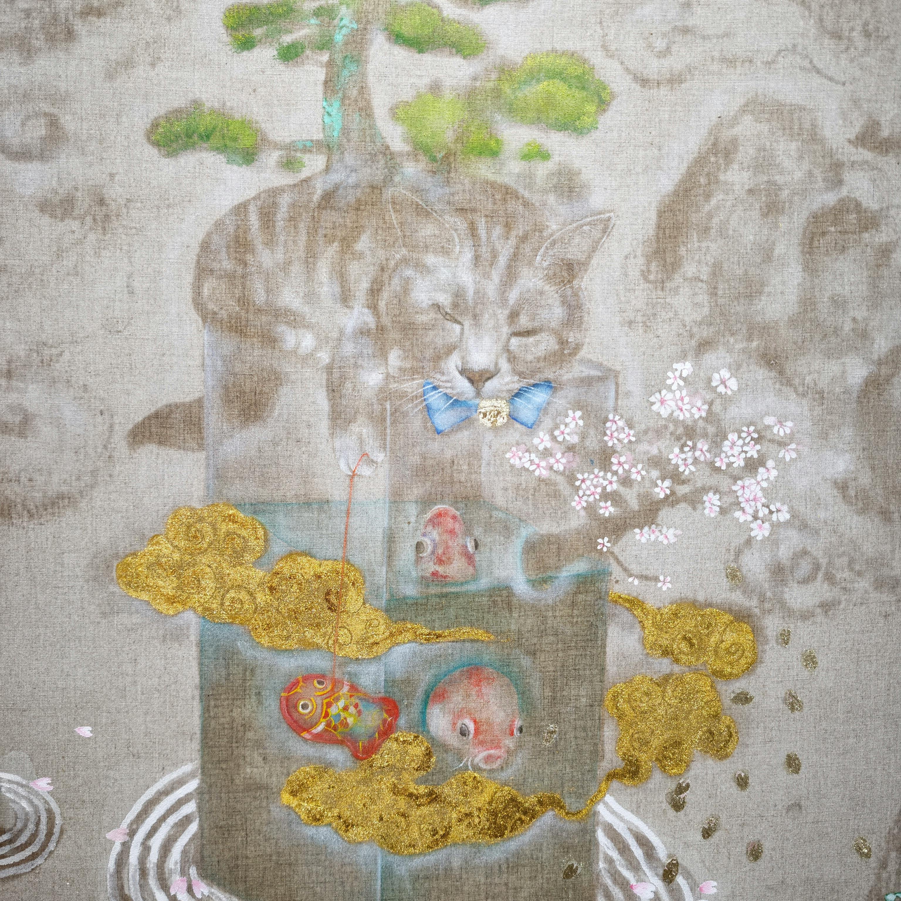 猫夢遊蓬莱山図
