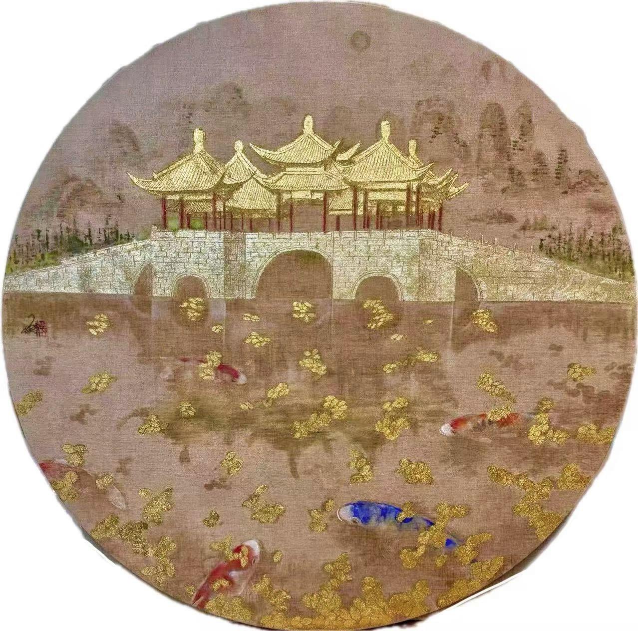 水映揚州蓮花橋遊春図