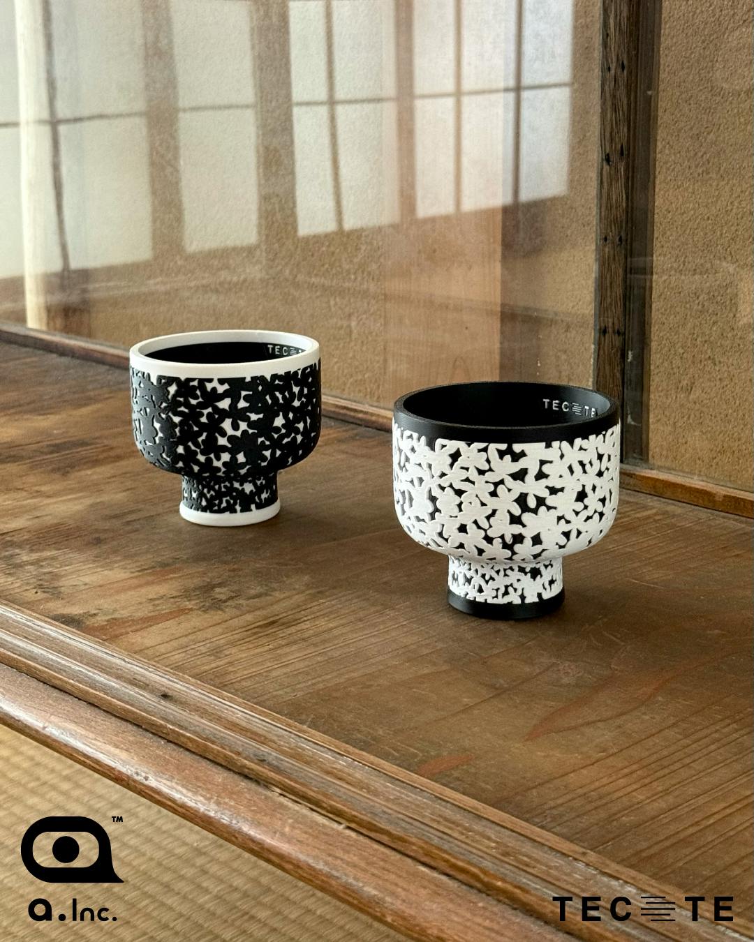 PLANTER（3号）| BOTTLE -FLOWER/PRINT-（BLACK×WHITE） | TECTE