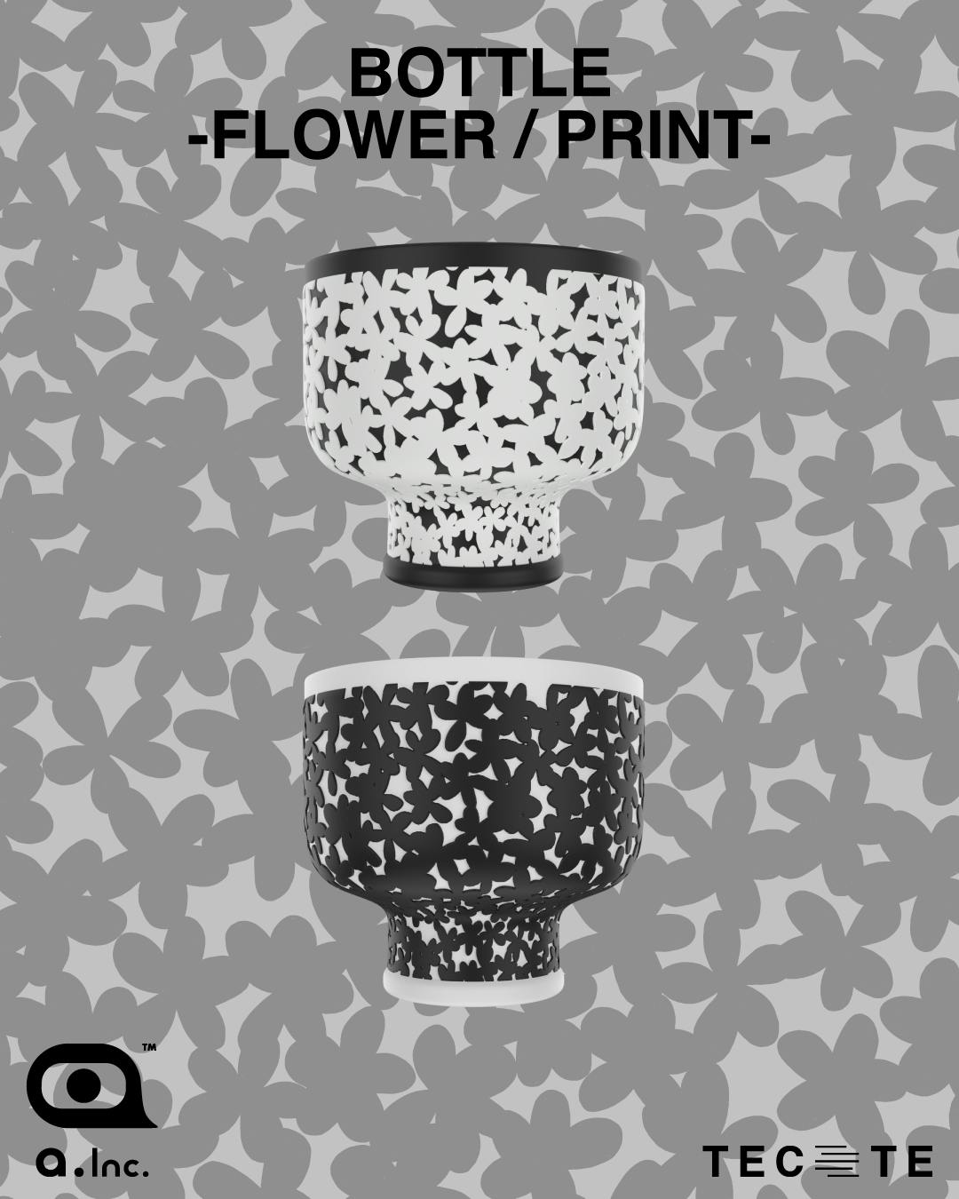 PLANTER（3号）| BOTTLE -FLOWER/PRINT-（BLACK×WHITE） | TECTE