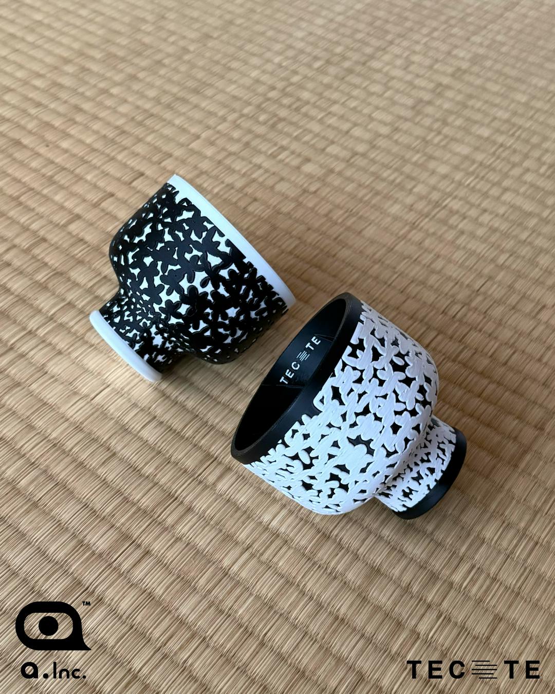 PLANTER（3号）| BOTTLE -FLOWER/PRINT-（WHITE×BLACK） | TECTE